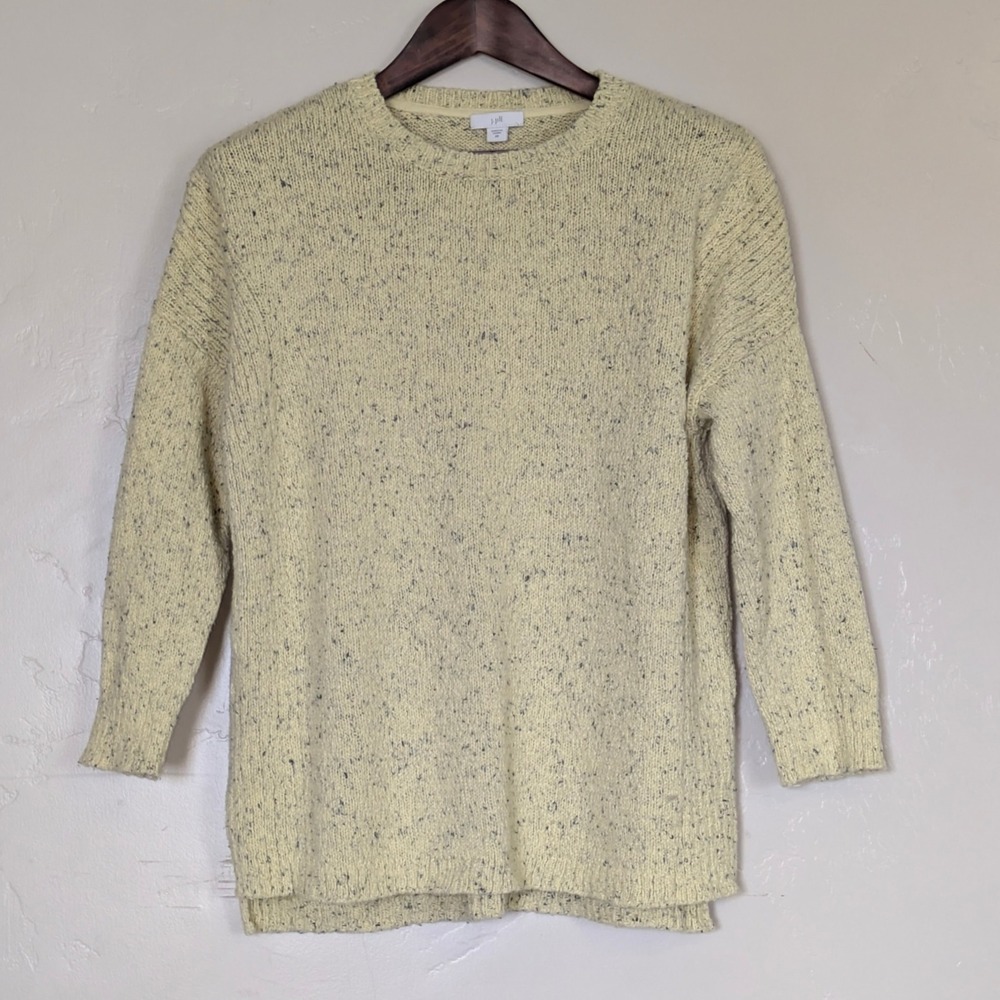J. Jill Speckled Knit Sweater XS Yellow Short Sleeve Cotton Nylon Blend - Picture 1 of 7